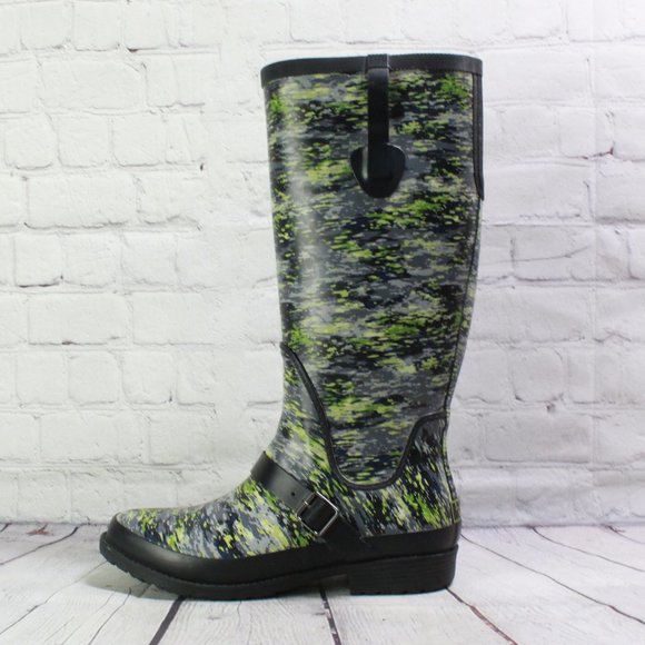 L.L. Bean Shoes - LL Bean Women's Wellies Camo Green Rubber Tall Rain Boots Size 10 M